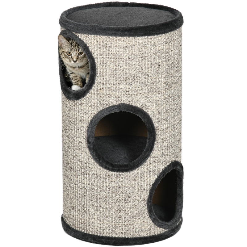 Cat Scratching Barrel, 3-Tier Sisal Rope Surface, Grey