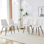 Dining Chair Set of 4 Modern Widened Seat Metal Legs - White Faux Leather