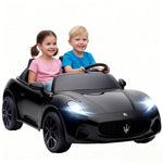 Maserati 2-Seater Electric Car for Children, 12V Battery with Remote Control and LED Lights, Black
