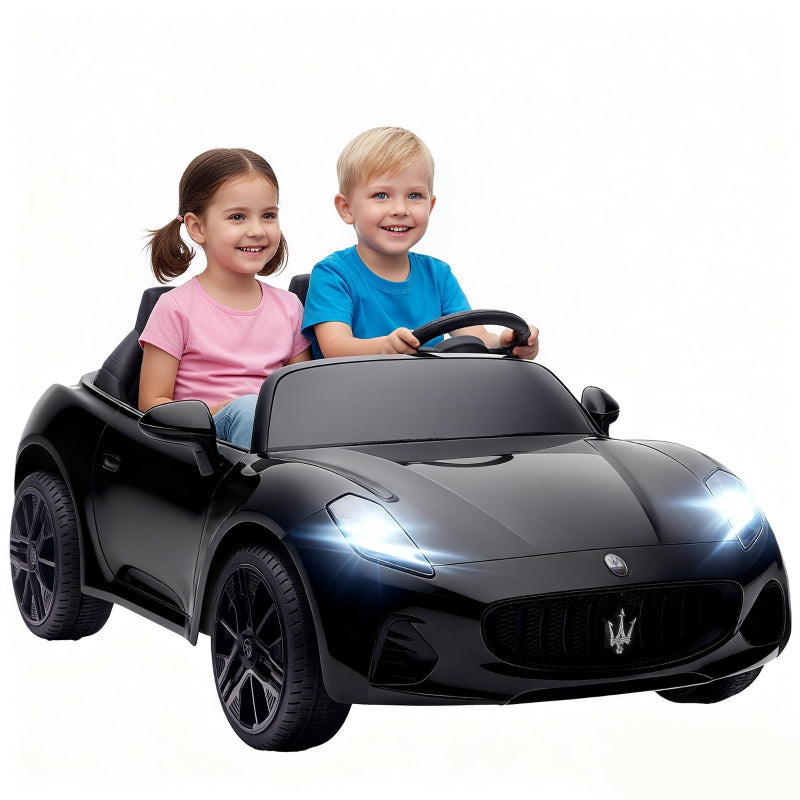 Maserati 2-Seater Electric Car for Children, 12V Battery with Remote Control and LED Lights, Black
