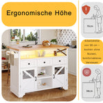 Multifunctional Kitchen Trolley App LED Folding Table 3 Drawers