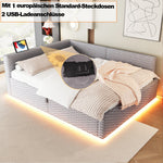 Upholstered Bed with LED, USB-C/USB and Hydraulic Storage, 140x200cm, Grey Velvet