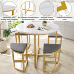 Dining Table Set 5-Piece Modern Luxury Gilded Iron Frame Grey Velvet
