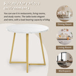 Round Dining Table Unique Metal Frame Marble Pattern White/Gold
