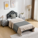 Twin Size Upholstered Platform Bed Frame, 90x200cm, Gray Velvet
