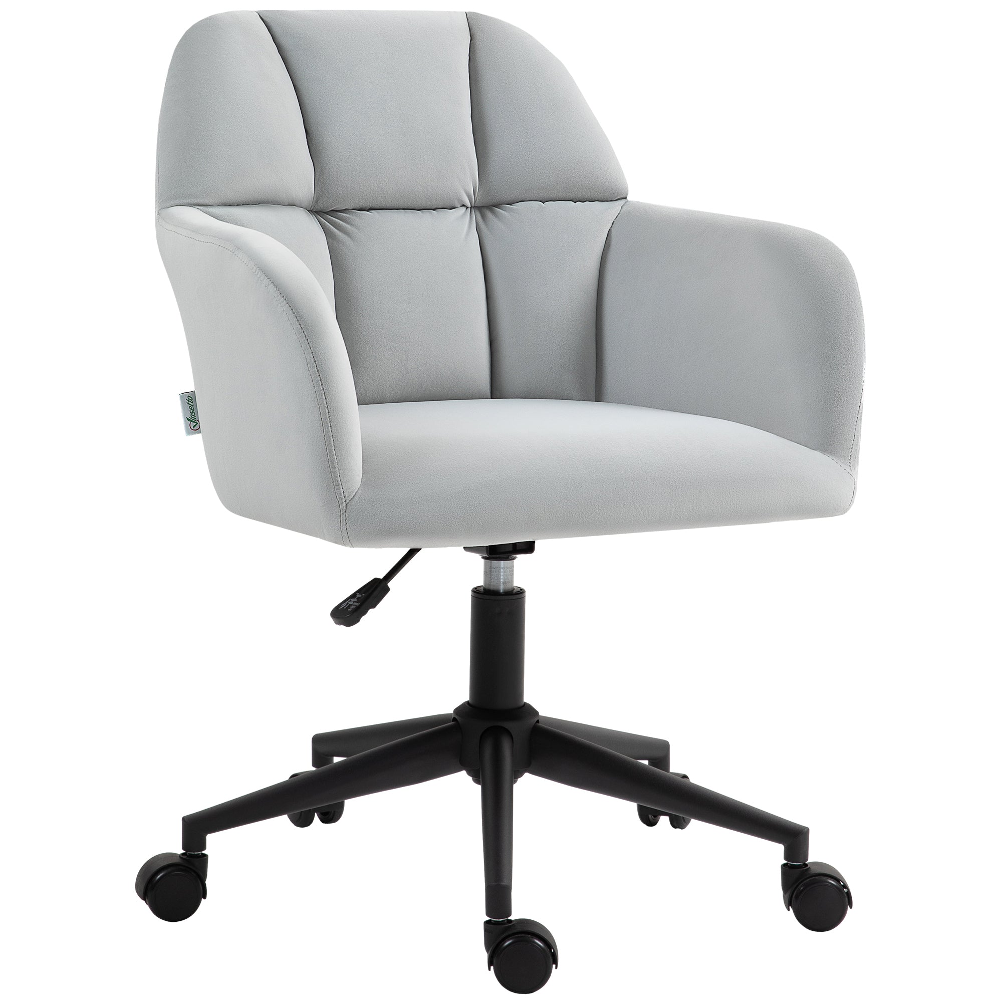 Swivel Chair, Height Adjustable Modern, Armrest, 120 kg, Light Grey Velvet
