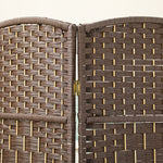 Room Divider, 3-Panel Folding, Weave Pattern, Pinewood, Brown
