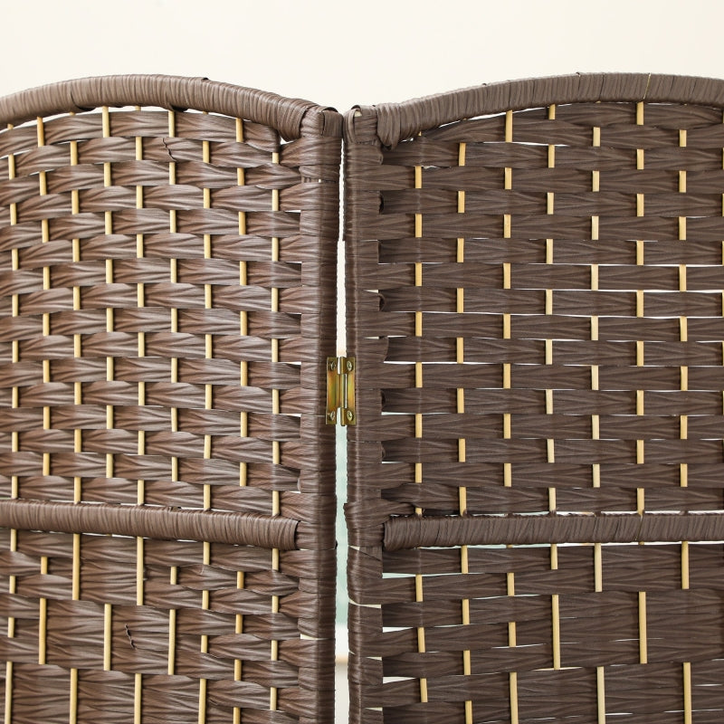 Room Divider, 3-Panel Folding, Weave Pattern, Pinewood, Brown