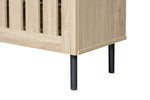Minimalist Lowboard TV Stand 160cm Openwork Design for 65-inch TV - Natural Wood