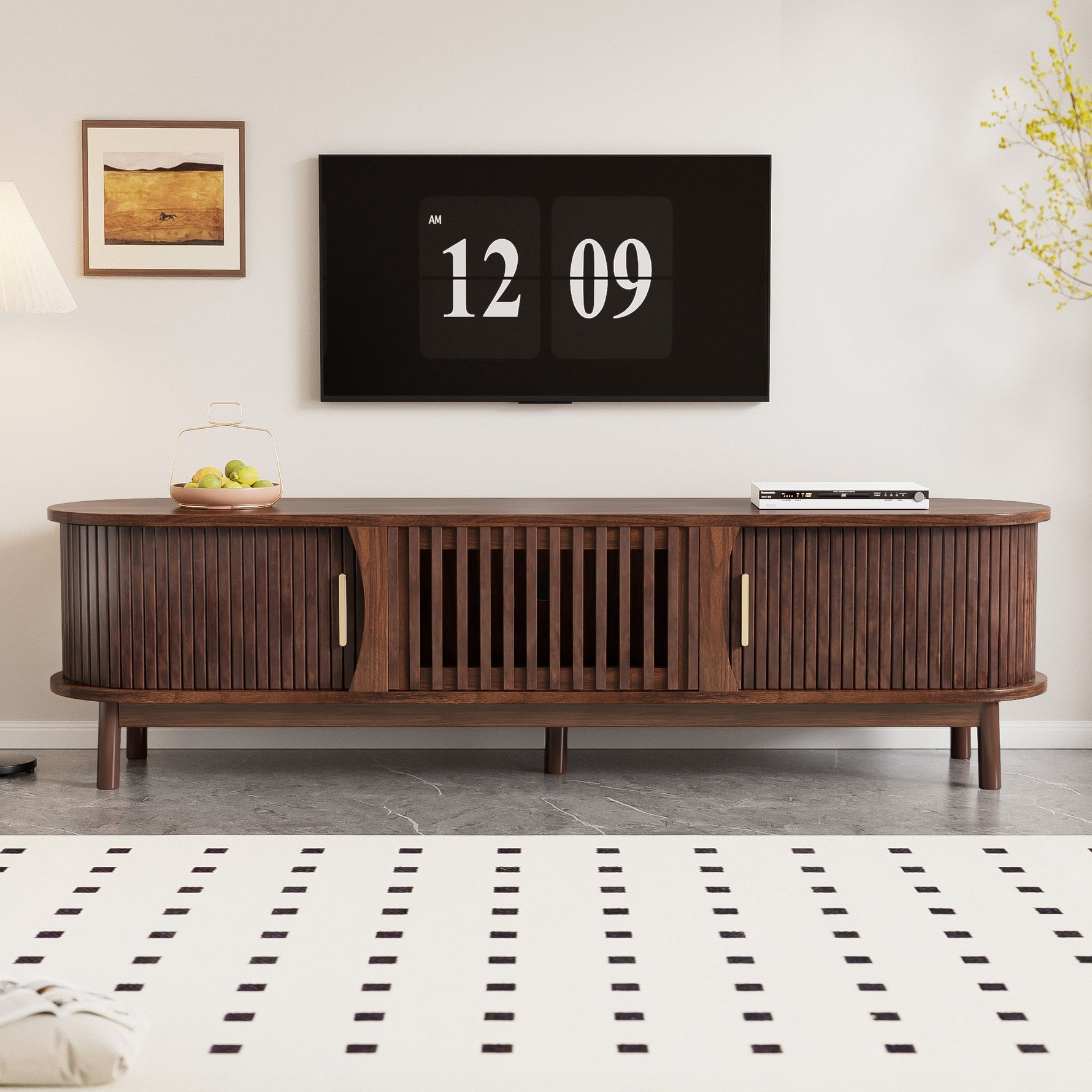 Lowboard TV Cabinet, 165 x 39.5 x 46 cm Sliding Door 65-inch TV Stand, Brown