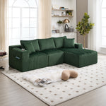 Modular Sofa Set Chaise Longue 2-Seater Side Pockets Drink Holders DIY - Corduroy