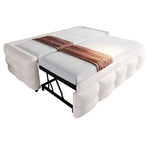 Extendable Upholstered Sofa Bed with Slatted Frame and 90/180x190cm Mattress Support, Beige Teddy Velvet