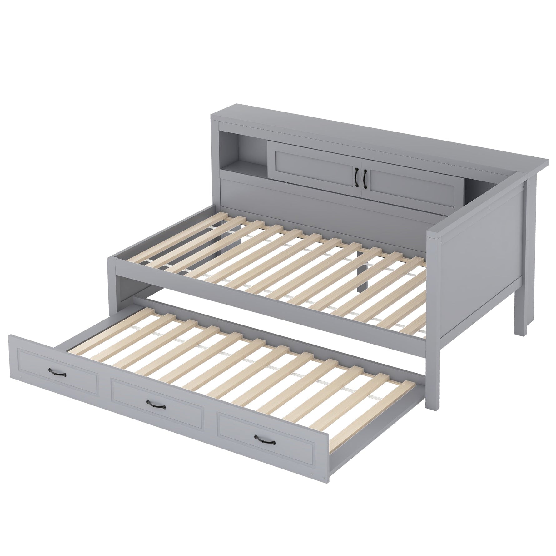 Sofa Bed Daybed 90x200cm Pull-out Bed LED Storage USB Outlet - Grey
