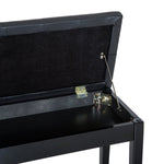 Piano Stool Bench with Storage, Rubber Wood Black Faux Leather