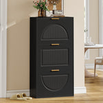 Narrow Shoe Cabinet with 3 Doors for Hallway and Living Room, Black