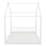 Upholstered Bed 140x200cm Iron Frame House Design - White