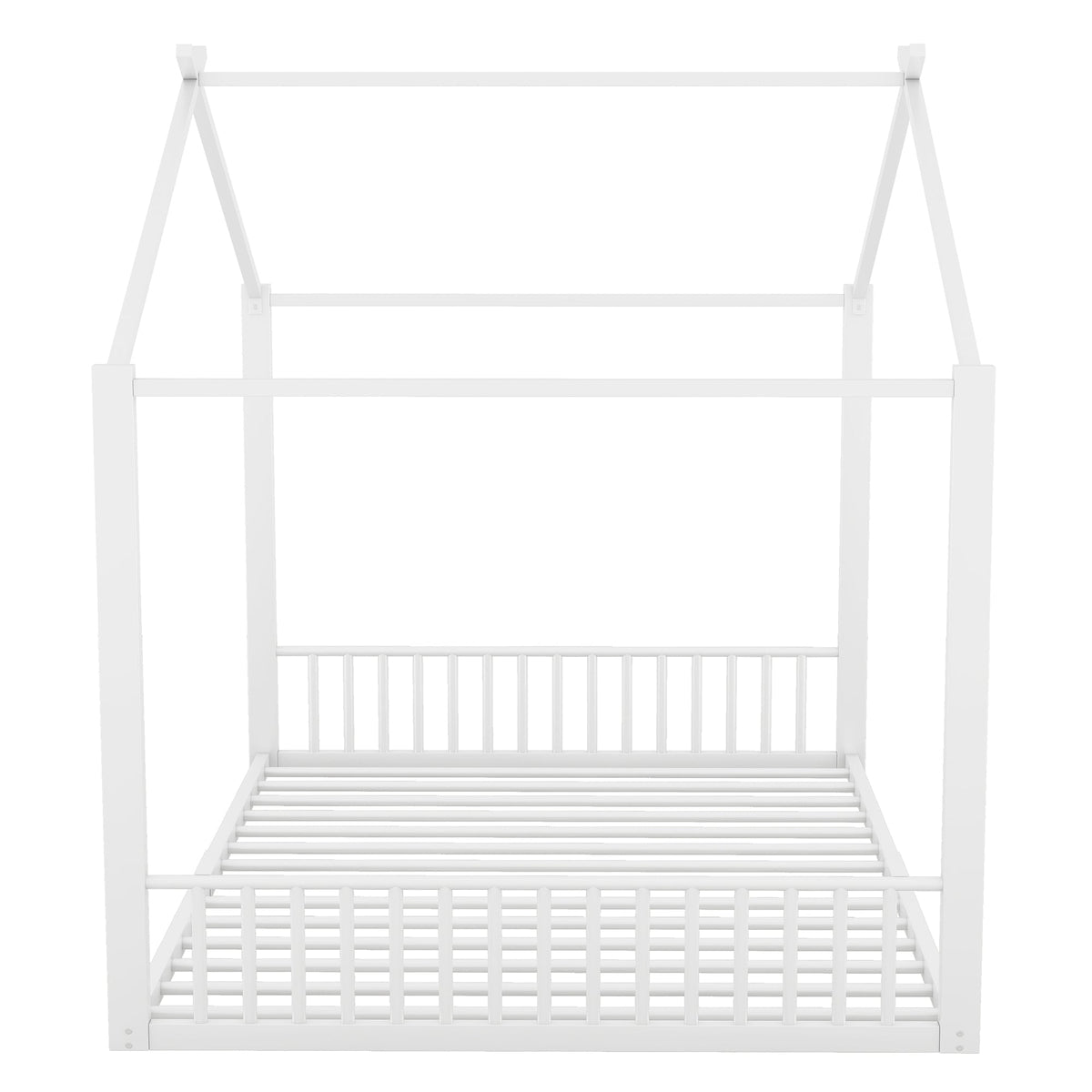 Upholstered Bed 140x200cm Iron Frame House Design - White