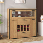 Sideboard, Elegant Wine Cabinet with Double Doors, Glass Shelf & Wine Holder