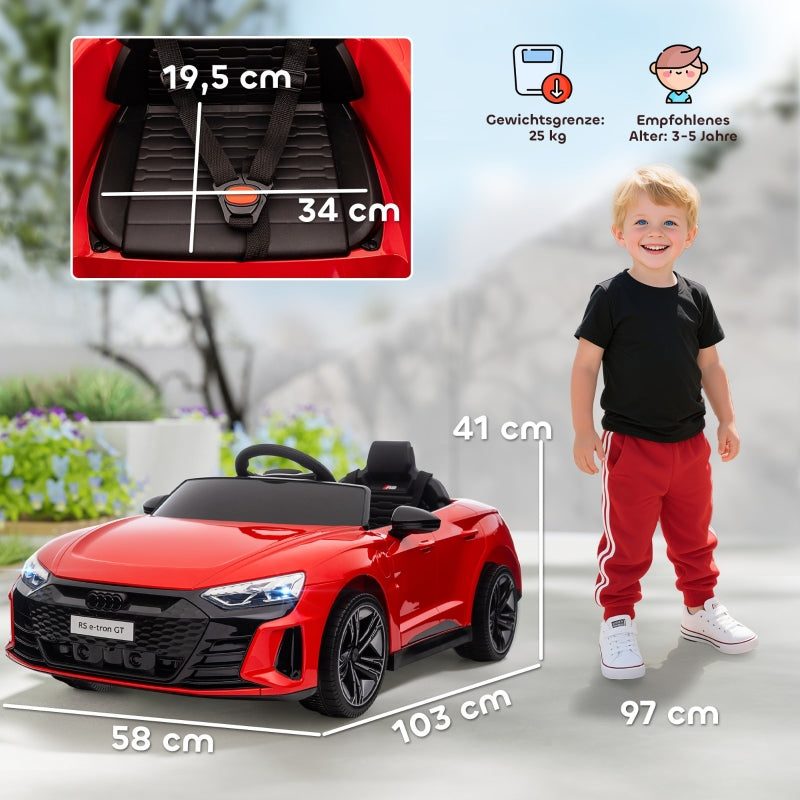 Audi Licensed Children's Electric Car with Remote Control and Safety Belt, Red and Black