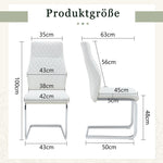 Dining Chair Set of 2 with High Backrest and Padded Seat, White PU Leather and Silver Metal