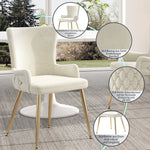 Velvet Dining Chair, Set of 6, Gold Metal Legs, Beige