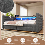 Multifunctional Daybed 90x190cm with Drawers, Grey Velvet