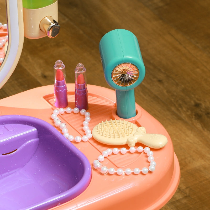 Children's Vanity Table, LED Mirror, Music, Faucet, Purple