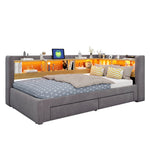 3-in-1 Sofa Daybed 90x200cm Extendable with LED & Drawers