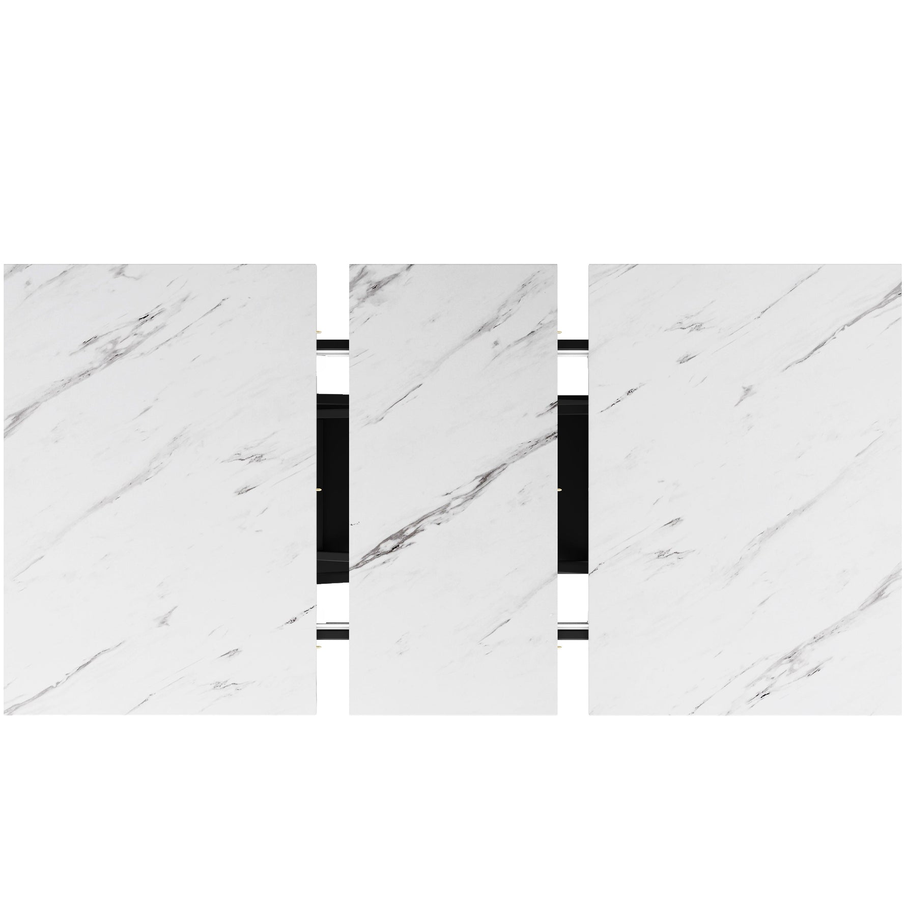 Dining Set 5-Piece Extendable Table 160cm 4 Chairs - White Marble/Black Velvet