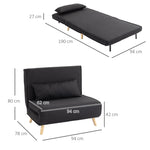 2-in-1 Sleeper Chair Sofa Bed Adjustable Backrest Linen Look