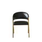 Set of 2 Dining Chairs Modern Minimalist Gold Metal Frame - Black PU Leather