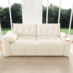 Teddy Plush Sofa, 3-Seater Modular Sofa Bed with Storage and Side Table, Beige