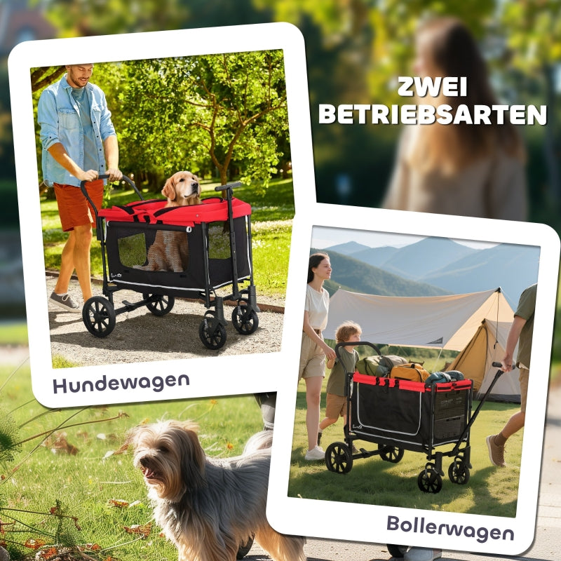 Dog Stroller, Foldable Buggy for Dogs & Cats, up to 30 kg, Red