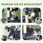 Cat Tree with Cave, 2 Play Balls, Sisal Posts, Platform, Dark Grey