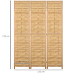 Room Divider/Screen, 3-Panel Foldable Privacy Screen 120x170cm, Bamboo Natural Finish