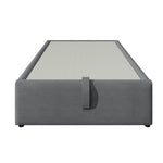Upholstered Single Bed, 90x200cm USB-C Slatted Frame, Cotton Grey
