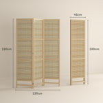 Folding Screen 3-Part Room Divider PP Rattan, Natural