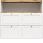Rotating Standing Table 360° with 4 Drawers & Open Shelves - White