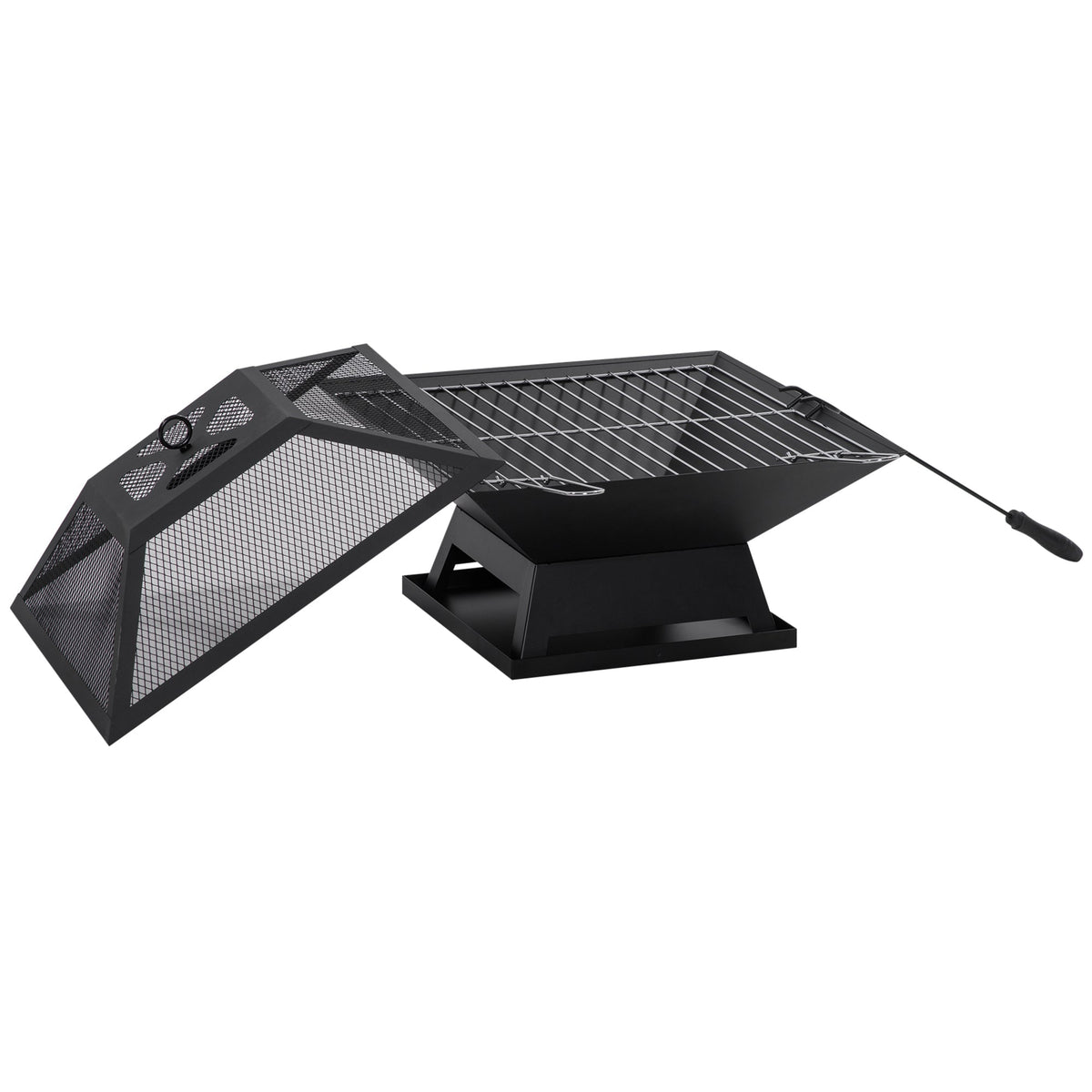 Fire Bowl Garden, Grill Grate Spark Guard, Steel Black