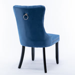 Nikki Collection Tufted Velvet Upholstered Dining Chair Nailhead Trim 2-Pcs Set - Blue