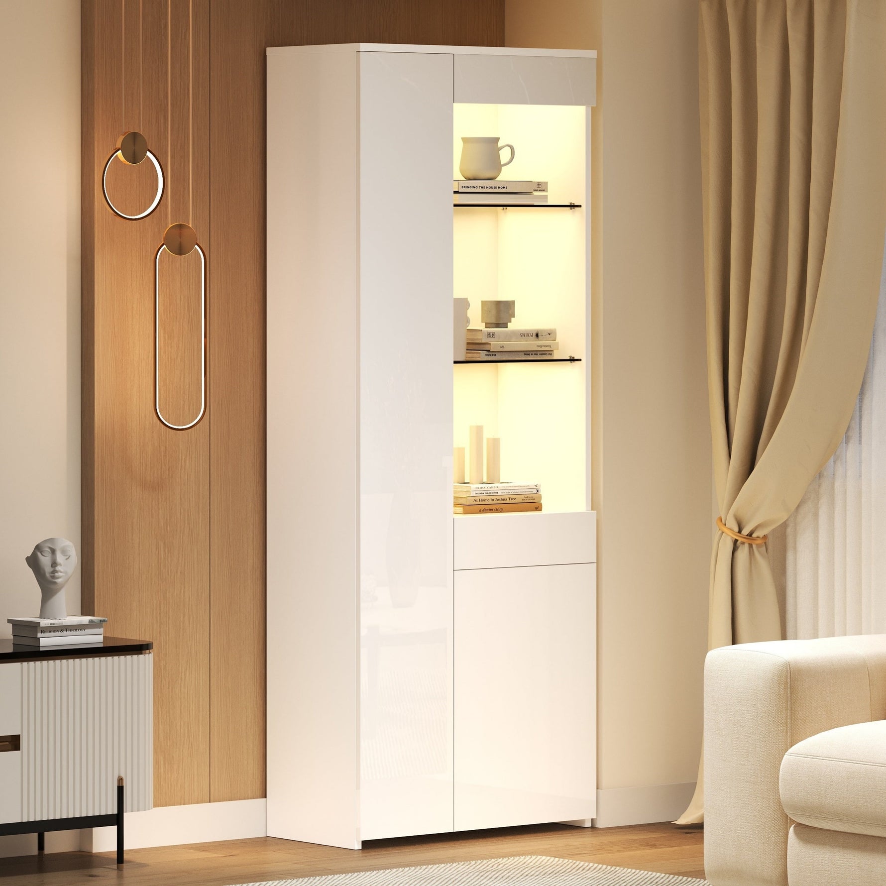 Display Cabinet 70x35x180cm LED Glass High-Gloss