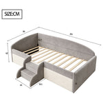 Upholstered Children's Bed 90x190cm with Steps, Grey Velvet