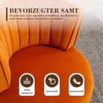 Swivel Barrel Chair 360° Round Comfortable, Orange Velvet