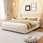 Upholstered Bed 180x200cm with Headboard Light Beige Velvet