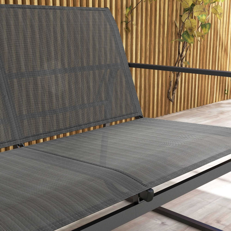 Garden Furniture Set, 4-Piece with Two-Seater, 2 Chairs & Coffee Table, Black Mesh