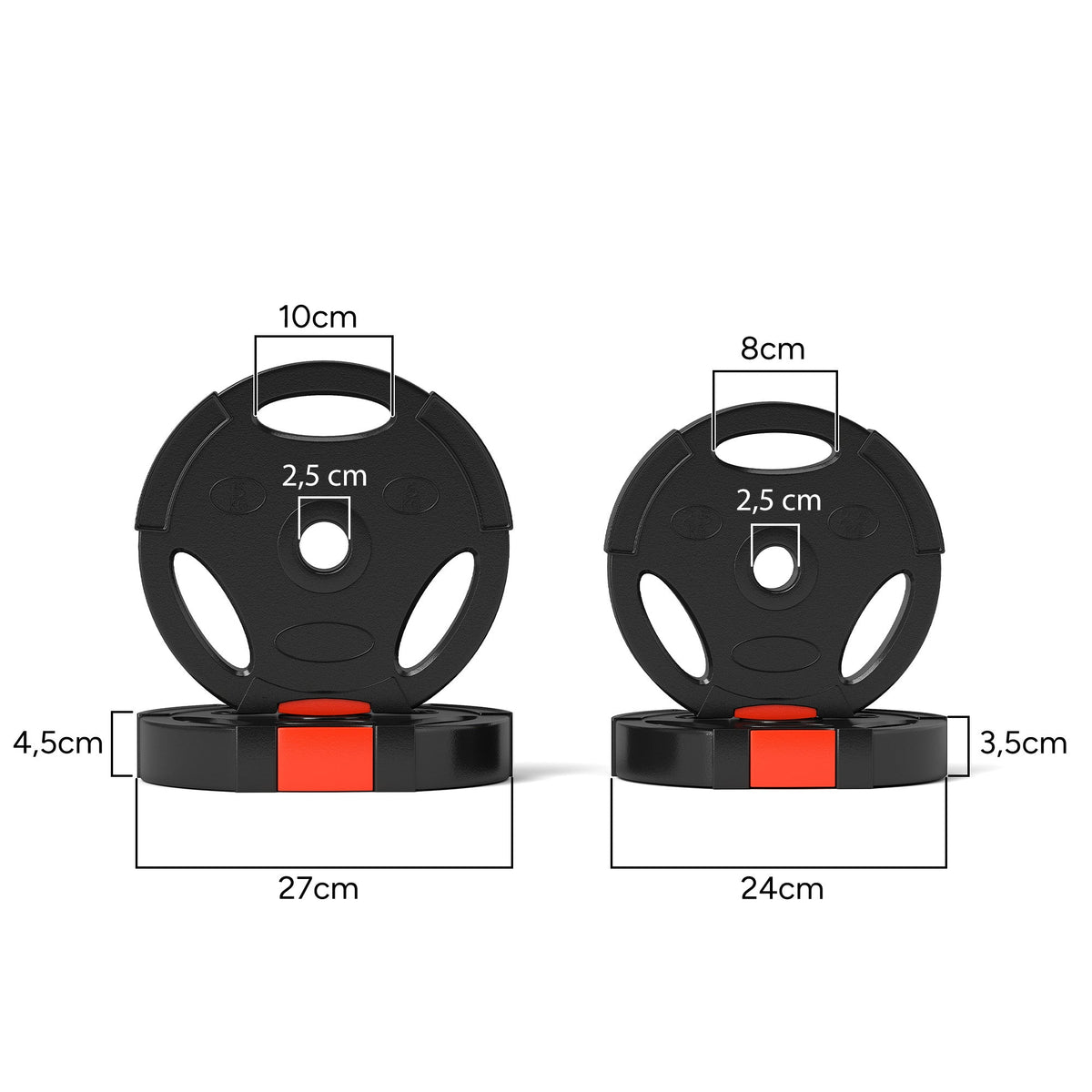 Dumbbell Weights, Set of 4, 2.5kg/5kg Plates, Black