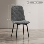 Dining Chairs, Set of 4 Upholstered with Backrest, Metal Legs, Velvet Look Grey