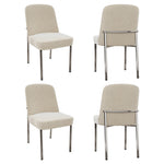 Dining Chairs Set of 4 Thickened Cushions Metal Legs - Velvet Beige