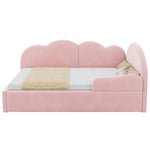 Extendable L-Shaped Sofa Bed with Cloud Headboard, Pink Velvet