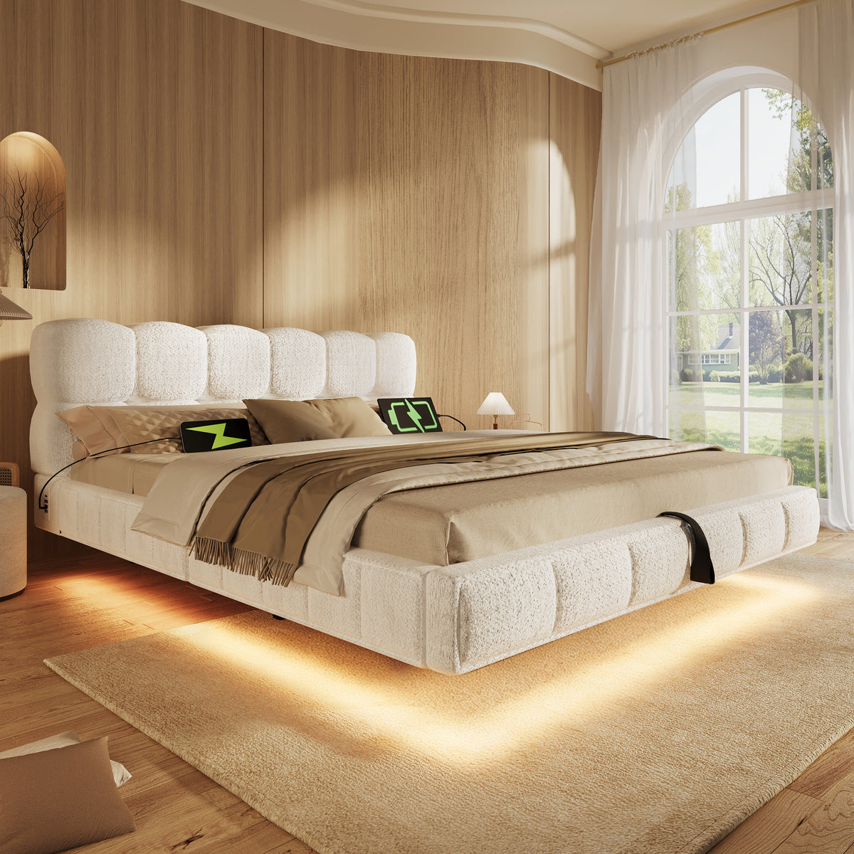 Sofa Bed 90x190cm with Pull-Out Bed & LED Storage, Dark Grey Velvet